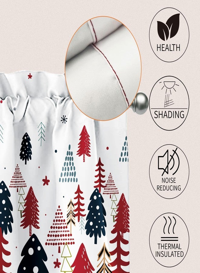 Deztibos Christmas Window Valance, 52x18 Inch Christmas Tree Snowflake Curtains Valance with Rod Pocket Winter Colorful Doorway Decoration for Kitchen Bathroom Living Room Bedroom - Image 5